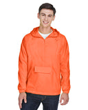 UltraClub Adult Quarter-Zip Hooded Pullover Pack-Away Jacket 8925